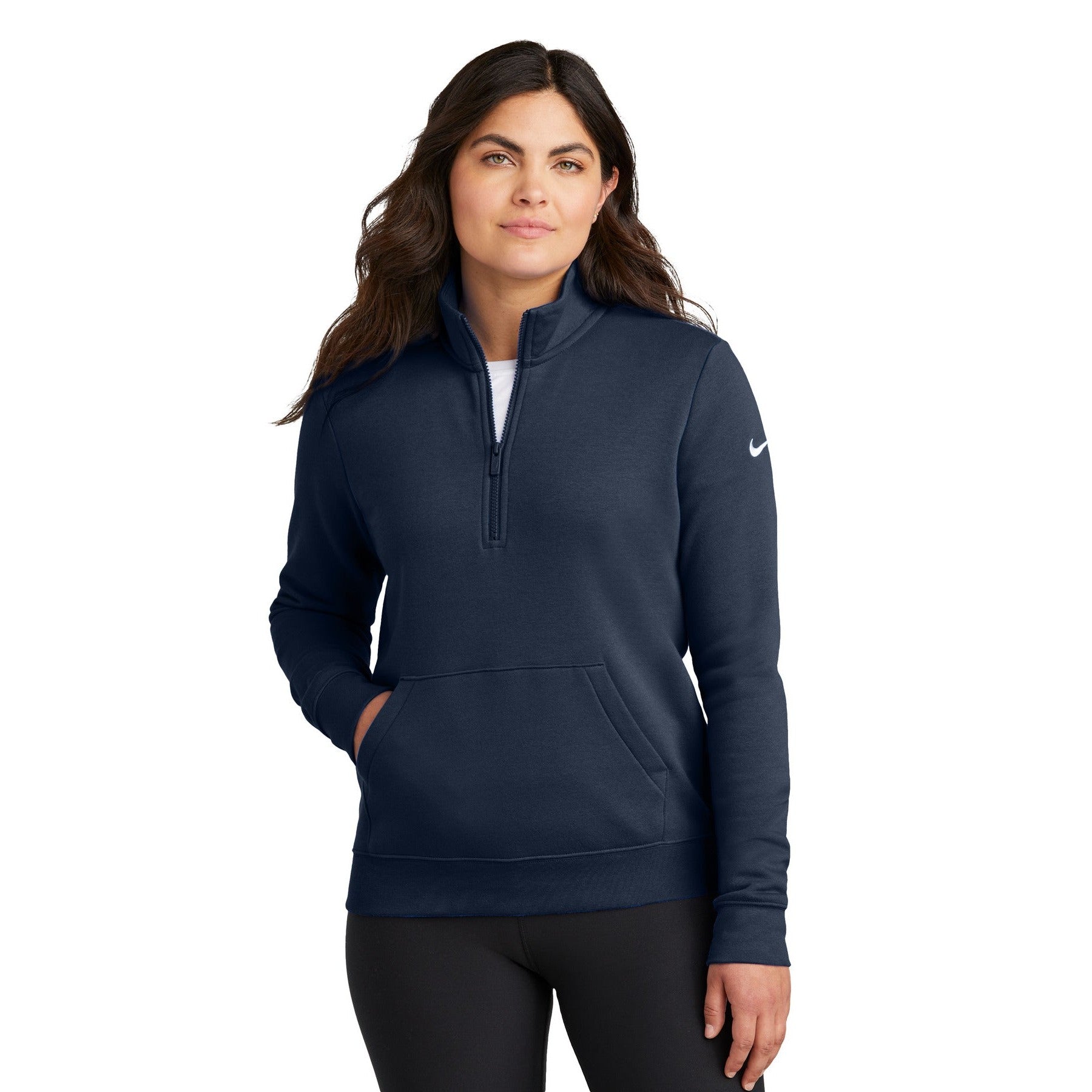 Nike-Nike Women's Club Fleece Sleeve Swoosh 1/2-Zip NKDX6720-MedTech-6